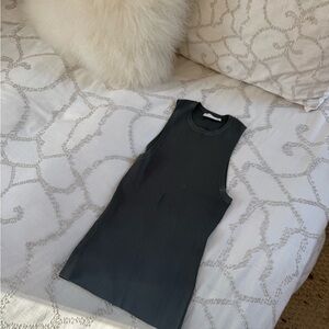 Zimmermann Lucky Scallop Racer Tank Top size AU3 (L) Charcoal Green